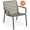 Комплект из 4-х садовых обеденных кресел для дачи Nardi Doga Relax, из стеклопластика, цвет табак