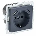 Штепсельная розетка встраиваемая IEK BRITE 16А BR-R14-16-U22-018-K35 РЮш11-1-БрМ с з/к и шторками с USB A+C 18Вт маренго
