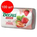 Комплект 100 шт, Мыло туалетное 90 г весна Земляника со сливками, ГОСТ, 6090