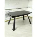 Стол обеденный раскладной СТОУН в керамике, черный мрамор, 140(200)х80 см