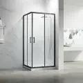 Душевой уголок Veconi RV-27B с раздвижными дверьми 90х90х190 см, профиль черный матовый, прозрачное стекло 5 мм