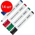 Комплект 14 наб, Набор маркеров для белых досок Attache Accent 4 цвета, со скош након, 1-5мм