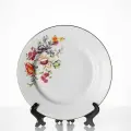 Набор фарфоровых тарелок мелких 200мм. Мейсенский букет гладкий край отвотодка золотом, 4 шт, Дулёво