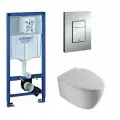 Комплект 3 в 1 инсталляция Grohe + Унитаз подвесной CULTO LUNA + кнопка GROHE Skate Cosmopolitan хром