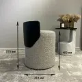 Пуфик для туалетного столика в ткани букле Latte и спинкой из искусственной кожи