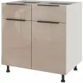 Кухонный модуль напольный Beneli COLOR, Капучино глянец/Белый, с 2 ящиками, 2-х дверный, 80х57,6х82 см