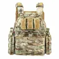 Тактический быстросъемный бронежилет Yakeda VT-6026-1, с подсумками, без пластин, Мультикам