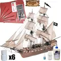 Модель парусного корабля OcCre (Испания), Бригантина Corsair, 550 часов, М.1:80, подарочный набор для сборки + инструменты, краски, клей
