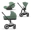 Cybex Priam IV Коляска 3 в 1, шасси IV Chrome Black/Leaf Green