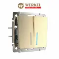 Проходной двухклавишный выключатель/переключатель с подсветкой Werkel W1122110 шампань рифленый IP20