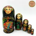 Матрешка деревянная детская Руслан и Людмила 5 мест развивающая игрушка 15 см Орнамент