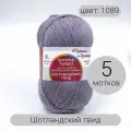 Пряжа для ручного вязания Шотландский твид 1089 100% шерсть 100г 360м 5шт