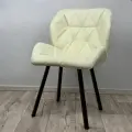 Стул для мастера мягкий со спинкой, большой, Ракушка, экокожа, на ножках, кремовый