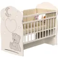 Кроватка детская для новорожденных ВДК BEAR AND MOON с маятником и ящиком для белья, ЛДСП, слоновая кость