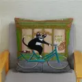 Подушка декоративная Коржик возле кафе на велосипеде 40х40 велюр