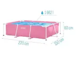 Прямоугольный каркасный бассейн 28266 Intex 220*150*60 см, розовый
