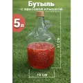 Бутыль стеклянная для напитков 5 литров Лоза с пробкой, прозрачная