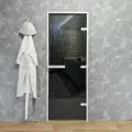 Дверь для хамам и сауны Gratec Estri White Premium, белый короб и фурнитура, серое прозрачное закаленное стекло 8 мм, правое открывание