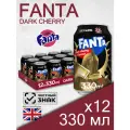 Fanta Dark Cherry, 0.33 л, 12 шт, классическая банка (газированный напиток Фанта Темная Вишня, жб, Великобритания)