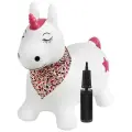Игрушка-попрыгун LAKO sport белый единорог Луна (в комплекте с насосом и платком-банданой), 50 см, белый/розовый