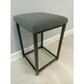 Табурет металлический с мягким сиденьем в стиле лофт Грэйс / 47х32,5см / черный каркас - графит велюр
