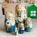 Матрешка деревянная детская развивающая игрушка Няня 5 мест 11 см Орнамент