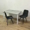 Кухонный стол 120*80 см. Бетон светлый. Белые ножки