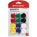 Магнитный держатель для досок Brauberg Standard (d=30мм, круг) цветной, 12шт, 4 уп. (237472)