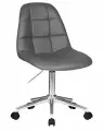 Стул-кресло LM-9800 DOBRIN серый, экокожа, металл, мягкое сиденье, без подлокотников