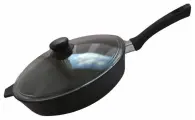Сковорода Камская Посуда с бакелитовой ручкой, стеклянной крышкой 28 см