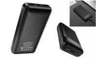 Внешний аккумулятор, повербанк, портативный аккумулятор, 20000mAh, Power bank, с влагозащитным чипом, QC3.0 с быстрой зарядкой, черный