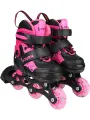 Роликовые коньки 2в1 с лезвием (ролики, коньки) раздвижные (размер 33-36) сияние, розово-чёрный (арт. КР-0104)