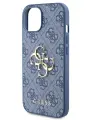 Guess чехол для iPhone 15, PU кожа с узором 4G Big metal logo Blue
