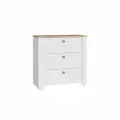 Комод 3 ящика Джастин цвет белый шагрень/дуб белый эксклюзив, ШхГхВ 76,6х39,2х75,3 см. (три выдвижных ящика)