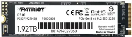 Накопитель SSD Patriot PCIe 3.0 x4 1920GB P310P192TM28 P310 M.2 2280