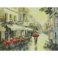 Алмазная мозаика Белоснежка Прогулка по улицам Парижа / Набор алмазной мозаики 30х40 см / На подрамнике / Полная выкладка / Город / Дождь