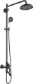Душевая стойка Rose R0236H с тропическим душем, со смесителем, с изливом, черный, латунная, с лейкой с девиатором матовая