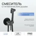 Смеситель скрытого монтажа черный с гигиеническим душем/лейкой. Латунь
