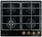 Газовая варочная панель De luxe GG4 750229F-TC-150 58 см, 4 конфорки электроподжиг газконтроль, черный