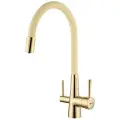 Смеситель для кухни с гибким изливом, с подключением к фильтру, латунь/золото/бежевый LM3075G-Beige
