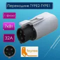 Переходник TYPE2-TYPE1 32A, 7кВт, 1 фаза Feyree