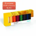 Набор ниток Poly Sheen №40 Основные цвета 8 катушек в подарочной упаковке