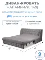 Диван кровать раскладной Майами-1/St (140) независимый пружинный блок аккордеон велюр серый со стразами Grand Family