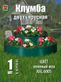 Клумба садовая для цветов двухъярусная оцинкованная круглая / Темно-зеленая