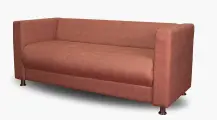 Диван прямой офисный с подлокотниками Пауза из искусственной замши Коричнево-красный (Плутон 008) (180)