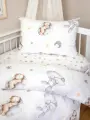 Постельное белье в кроватку для новорожденного хлопок 100%. Простыня на резинке. Медвежата и зайки в облаках