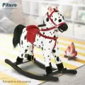 Качалка-лошадка Pituso белый с чёрными пятнами каталка-качалка для детей