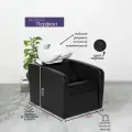 Парикмахерская мойка Перфект, Черный, Раковина глубокая белая