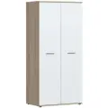 Двухдверный шкаф столплит Мамбо СБ-2371 со штангой и с полками для хранения, кдсп, Дуб Сонома/Белый, 90*191*55 см.