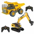 Радиоуправляемая спецтехника HUI NA Радиоуправляемый набор экскаватор и самосвал Huina (свет, звук, акб, 1:24) - HN1559-YELLOW